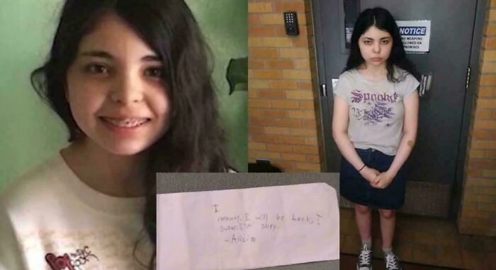 Young woman still remains undiscovered to this day, shown in two photos with a handwritten note included in the image.