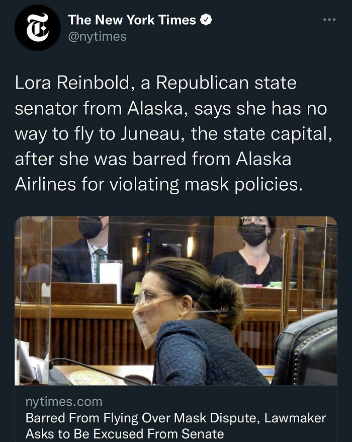 Alaska lawmaker faces consequences after being barred from flying for mask policy violation, walking right into her own mess.