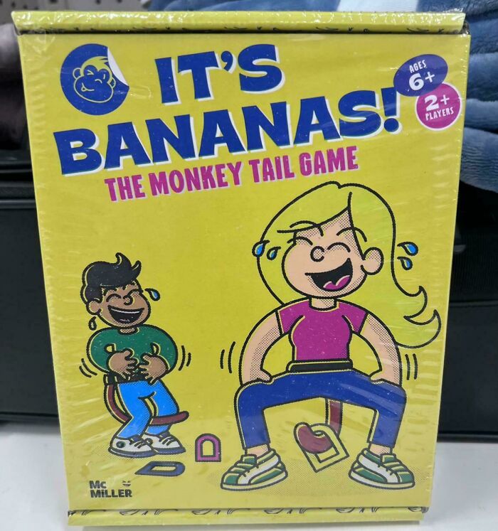Box of the nonsensical game It’s Bananas with cartoon characters laughing and a bright yellow background.