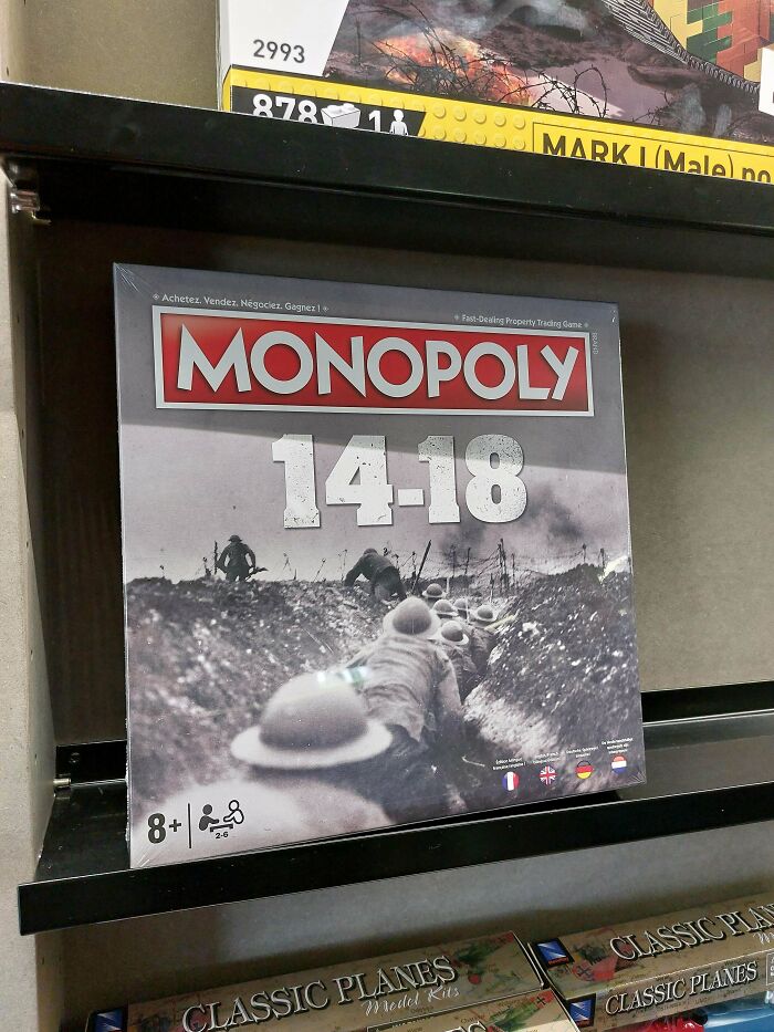 Monopoly 14-18 board game with soldiers in trenches, showcasing one of the most nonsensical things that actually exist.