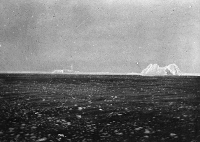 Rare historical photo showing iceberg in the Atlantic Ocean, linked to the Titanic disaster perspective and maritime history.
