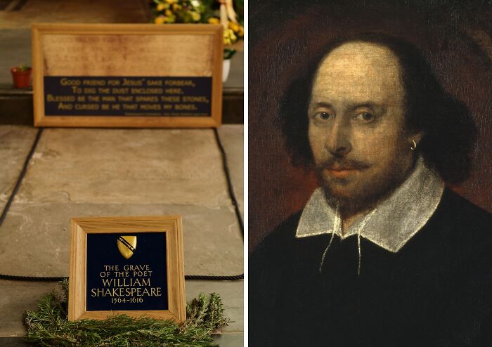The grave of poet William Shakespeare, a famous celebrity grave attracting visitors from around the world.