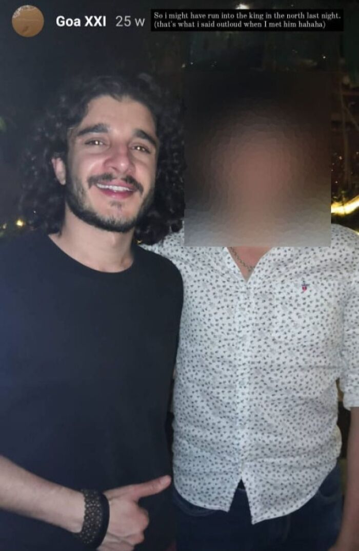 Man with curly hair posing next to a blurred person, an example of Johnny Derp celebrity photo fails shared online.
