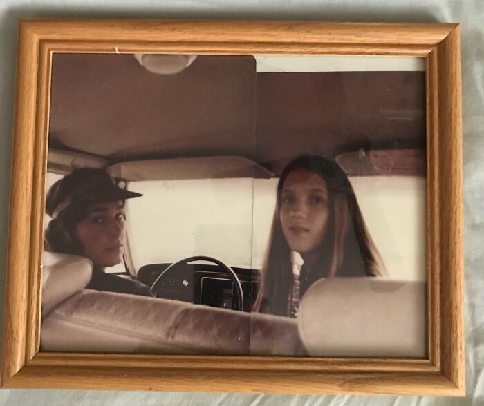 Vintage photo of two women in a car, capturing a nostalgic moment of funny and wholesome parents shared by kids.