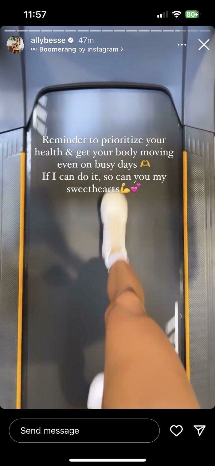 Close-up of a person walking on a treadmill emphasizing fitness influencers and tips to prioritize health and movement.