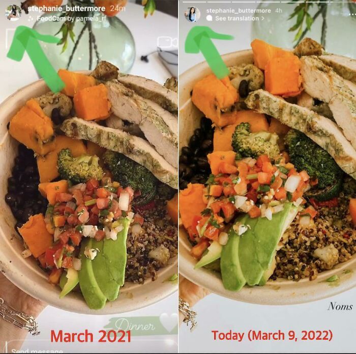 Healthy meal bowl with chicken, avocado, quinoa, and vegetables, illustrating fitness influencer nutrition content.