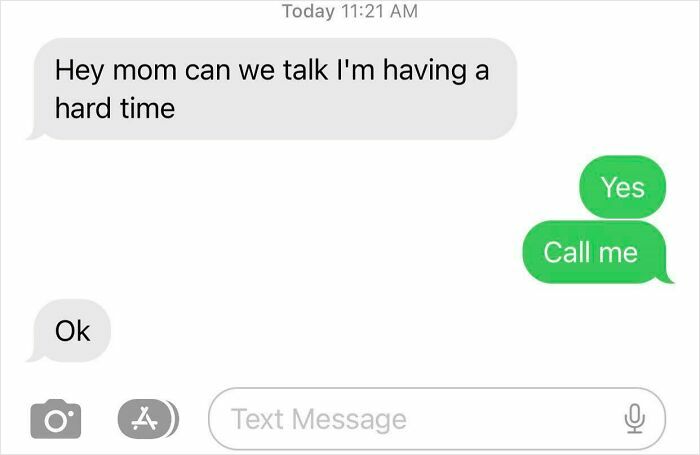 Text message exchange showing a child asking their mom for support, highlighting funny and wholesome parent moments.