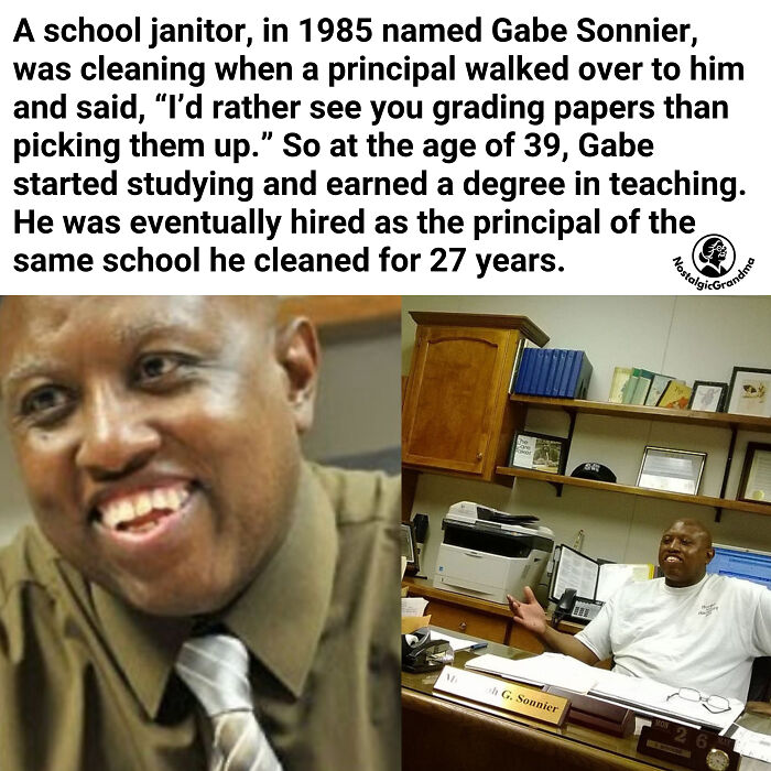 Inspiring facts about Gabe Sonnier’s journey from janitor to principal, showcasing motivating stories better than watching the news.