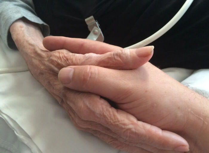 Older and younger hands holding each other, symbolizing inspiring facts about human connection and care.