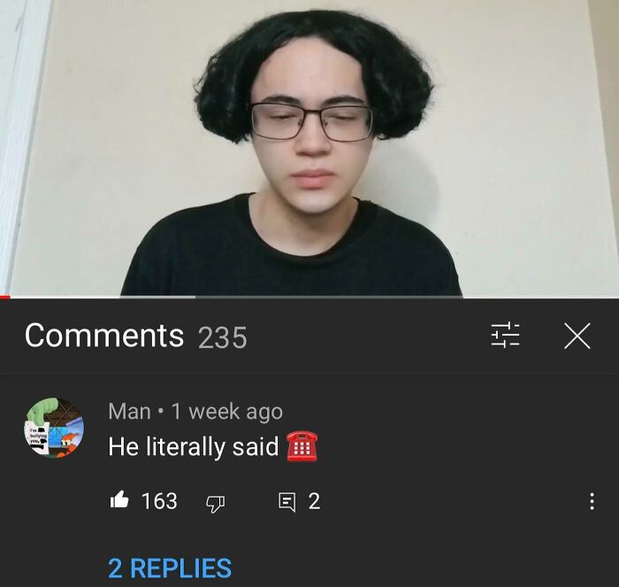 Young man with glasses and black hair reacts to comments highlighting times comments were better than the post.