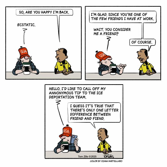 Comic strip by artist capturing the quirky side of life with humor in his 28 new funny comics about friendship and work.