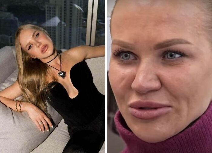 Side-by-side photos showing social media filter effects versus real appearance, highlighting failed attempts to fake it online.