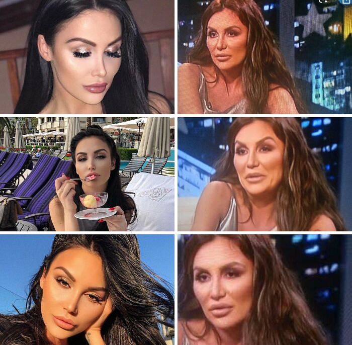 Side-by-side comparisons showing failed social media filter attempts that fooled no one outside digital settings.