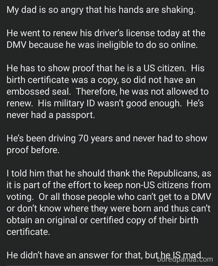 Man frustrated at DMV over citizenship proof, showcasing actions meet consequences in bureaucratic challenges and personal messes.
