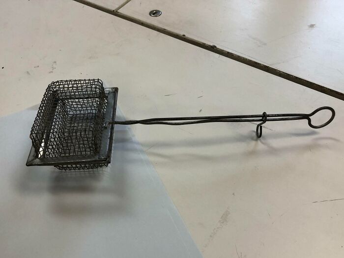 Old metal wire kitchen tool found by people, with no clue what it is, shared online for identification help.