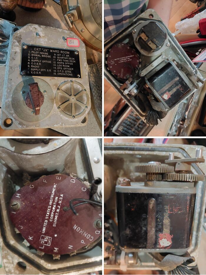 Close-up images of an old vintage electronic device with dials and labeled components, found and identified online.