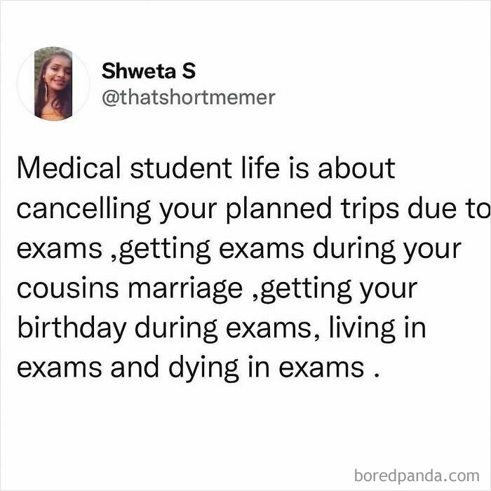 Medical student meme highlighting the struggle and humor of exams, cancellations, and life while working in medicine.
