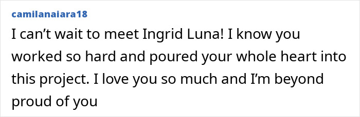 Female fan expressing excitement to meet Ingrid Luna and praising her hard work and dedication in a heartfelt message