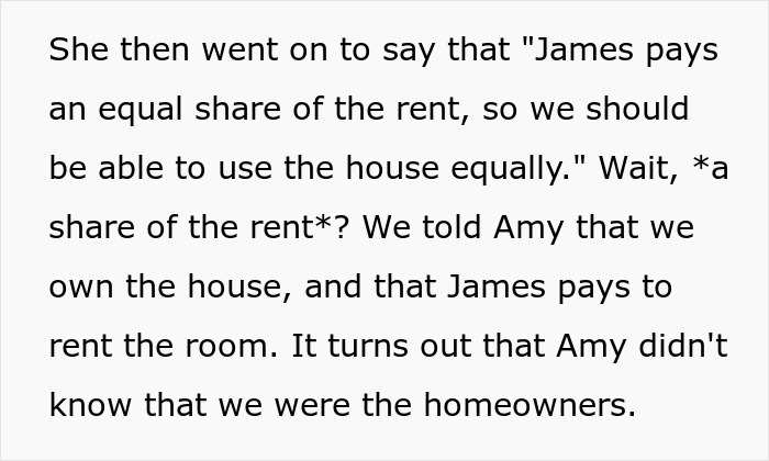 Text excerpt discussing a woman accusing homeowners of ruining her party because they didn&rsquo;t leave their home.