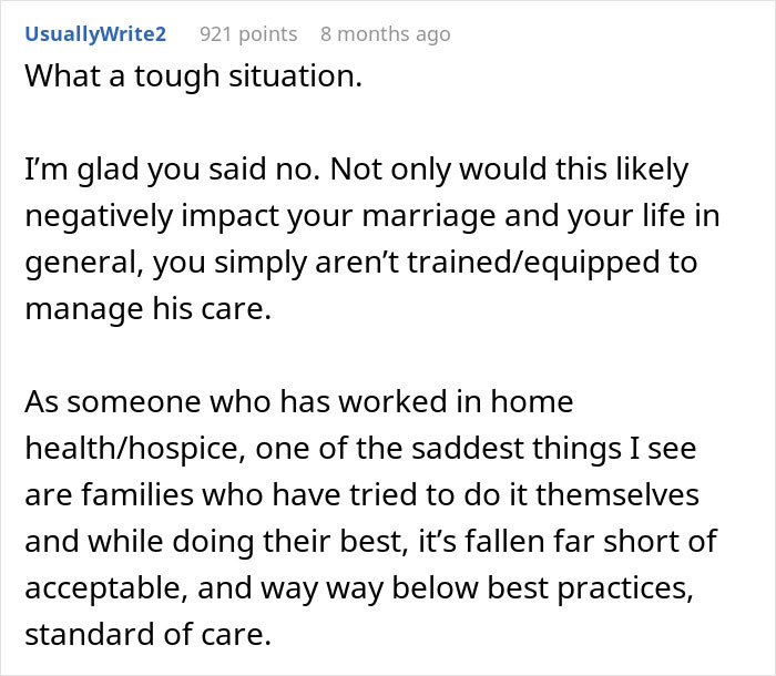 Screenshot of a Reddit comment discussing the challenges when parents expect a son to care for an autistic brother.