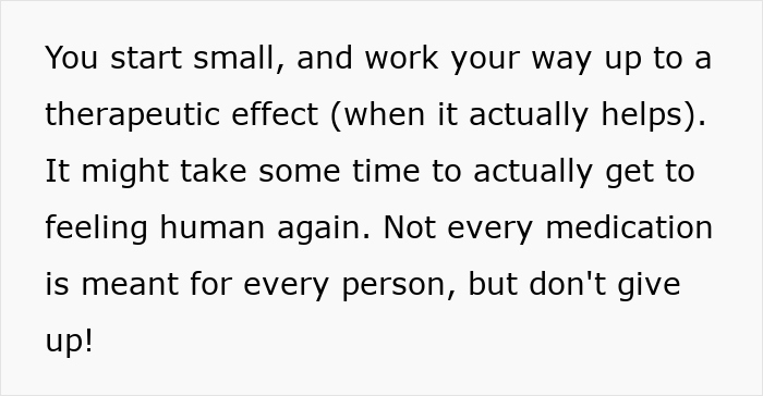 Text about medication effects and encouragement for schizophrenic man prank hospital visit in mental health context.