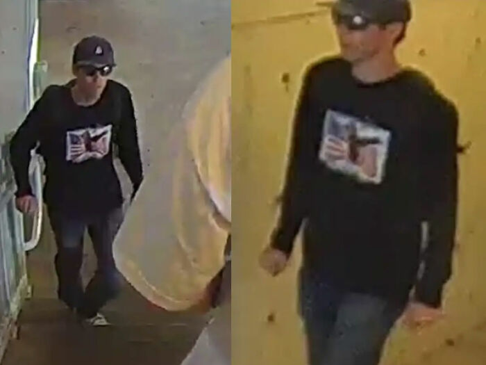 Suspect captured in connection with Charlie Kirk's assassin, wearing dark clothing and sunglasses in surveillance images. Suspect captured in connection with Charlie Kirk's assassin, wearing dark clothing and sunglasses in surveillance images.