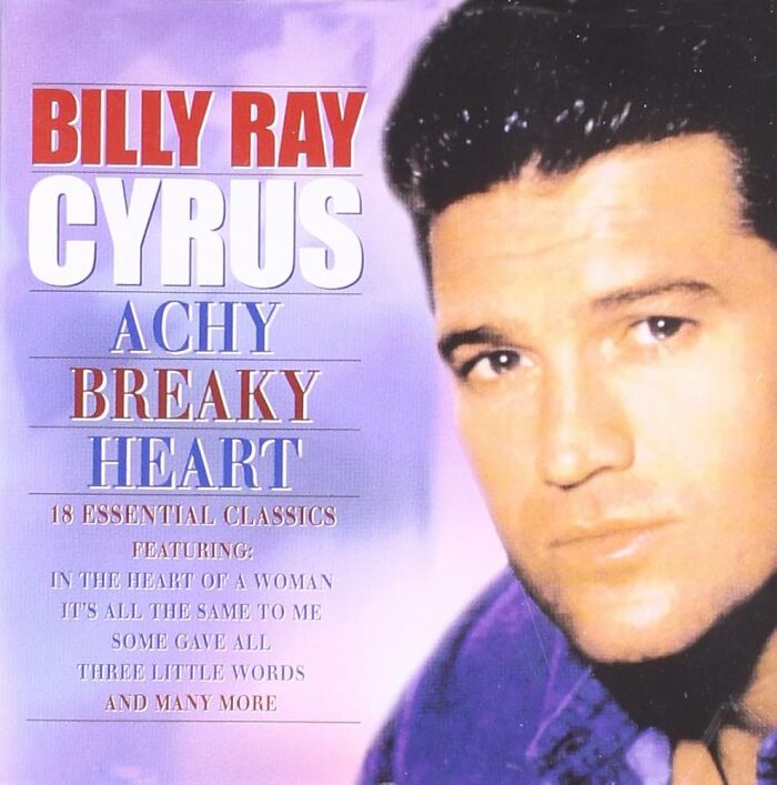 Billy Ray Cyrus album cover featuring A Chy Breaky Heart and other classic songs from his music collection.