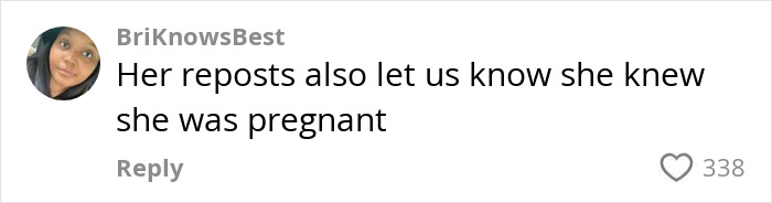 Comment on social media revealing a 21-year-old's posts about motherhood and hidden baby body discovery.