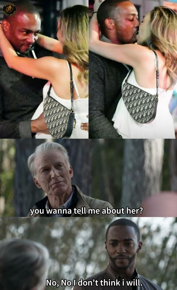 Two Marvel characters in affectionate moments followed by a meme dialogue, illustrating hilarious Marvel memes humor.