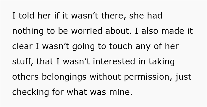 Text excerpt about a woman clarifying she didn&rsquo;t take belongings, related to woman purse fiasco ending friendship.