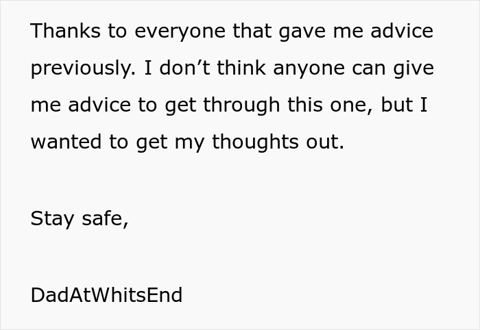 Text message from a husband expressing gratitude for advice while dealing with wife leaving toddlers and family struggles.