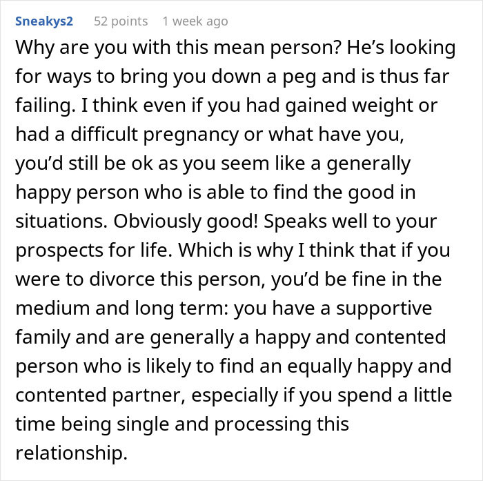 Comment discussing a man who hates how easy everything comes to his wife and wants her to suffer. Comment discussing a man who hates how easy everything comes to his wife and wants her to suffer.
