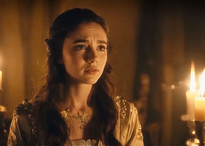 Young woman in vintage costume with worried expression, illuminated by candlelight, depicting AI actress Tilly Norwood scene. Young woman in vintage costume with worried expression, illuminated by candlelight, depicting AI actress Tilly Norwood scene.