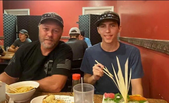 Two men wearing caps eating sushi and noodles at a restaurant with FBI Director details of assassin capture discussed. Two men wearing caps eating sushi and noodles at a restaurant with FBI Director details of assassin capture discussed.
