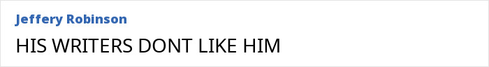 Text on screen reading HIS WRITERS DONT LIKE HIM referencing Jimmy Kimmel's staff threatened mutiny before his return Text on screen reading HIS WRITERS DONT LIKE HIM referencing Jimmy Kimmel's staff threatened mutiny before his return