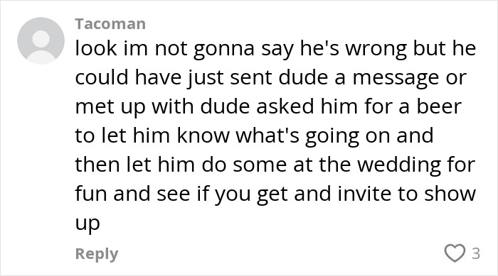 Comment discussing relationship drama involving new bride's side piece exposing cheating during wedding week. Comment discussing relationship drama involving new bride's side piece exposing cheating during wedding week.