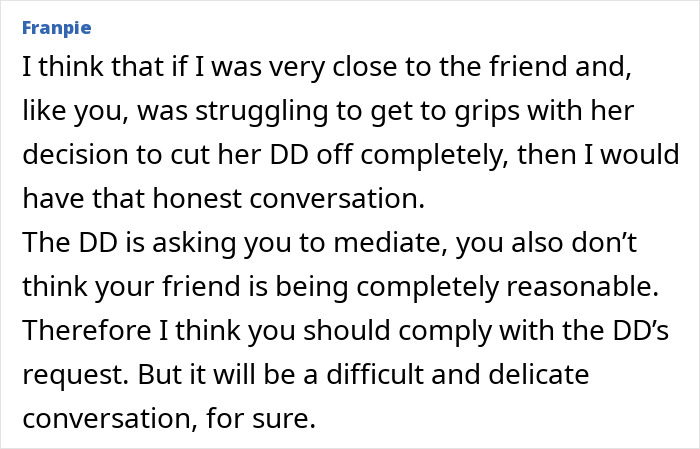 Screenshot of a forum post discussing feelings and challenges related to feeling sorry for a friend's daughter. Screenshot of a forum post discussing feelings and challenges related to feeling sorry for a friend's daughter.