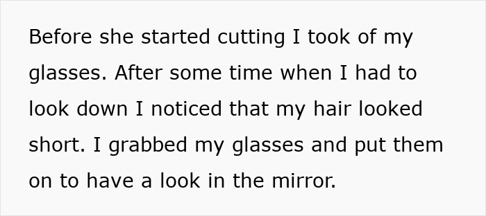 Text describing a lady honestly comparing getting a too short haircut to the emotional impact of her father's passing. Text describing a lady honestly comparing getting a too short haircut to the emotional impact of her father's passing.