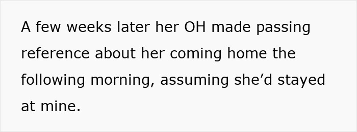 Text excerpt on a white background about a woman&rsquo;s hidden affairs and trust issues with her best friend.