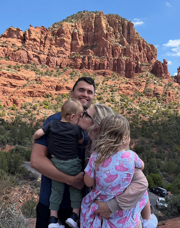 The Rock's daughter with family outdoors in rocky landscape, showing support amid remarks about Charlie Kirk controversy. The Rock's daughter with family outdoors in rocky landscape, showing support amid remarks about Charlie Kirk controversy.