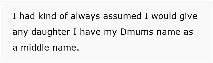 Text image with the phrase about giving a daughter the child-pregnant-mother name as a middle name. Text image with the phrase about giving a daughter the child-pregnant-mother name as a middle name.