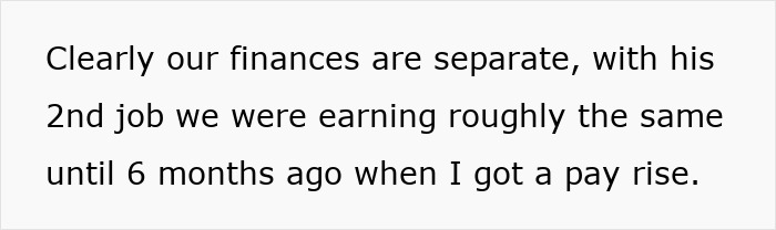 Text excerpt about separate finances and earnings, related to husband&rsquo;s hidden huge debt causing wife's frustration.
