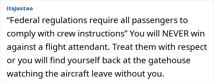 Alt text: Social media post warning about entitled passenger being kicked off flight after disrespecting flight attendant. Alt text: Social media post warning about entitled passenger being kicked off flight after disrespecting flight attendant.