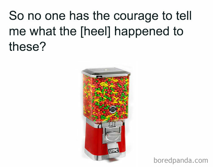 90s candy dispenser filled with colorful red, green, and yellow candies, nostalgic for millennials missing the 90s.