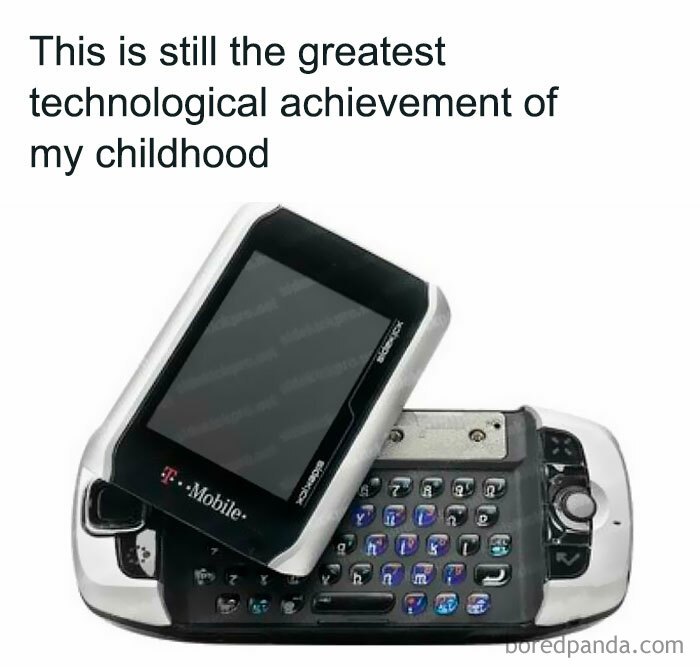 Classic T-Mobile Sidekick phone shown as a nostalgic 90s tech meme for millennials who miss the 90s era.