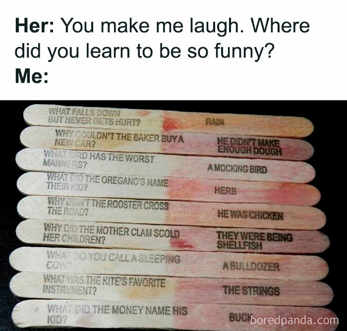 Funny 90s joke sticks with puns and riddles, capturing nostalgia for millennials who miss the 90s humor.