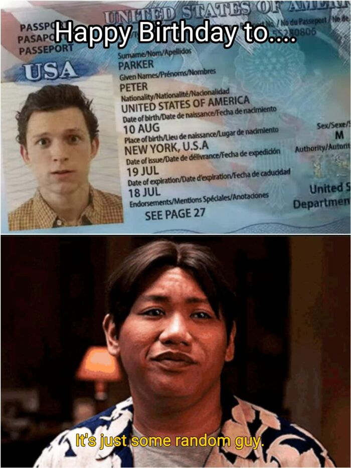 Marvel memes featuring a humorous birthday joke about Spider-Man's Peter Parker and a comic reaction.