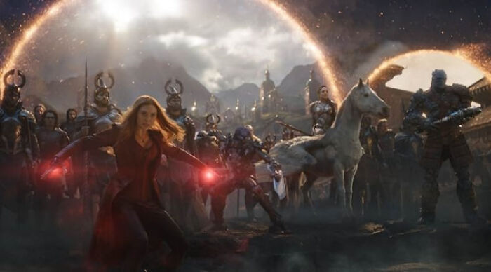 A powerful movie scene featuring characters with magical abilities and mystical creatures in a dramatic movie tropes setting.