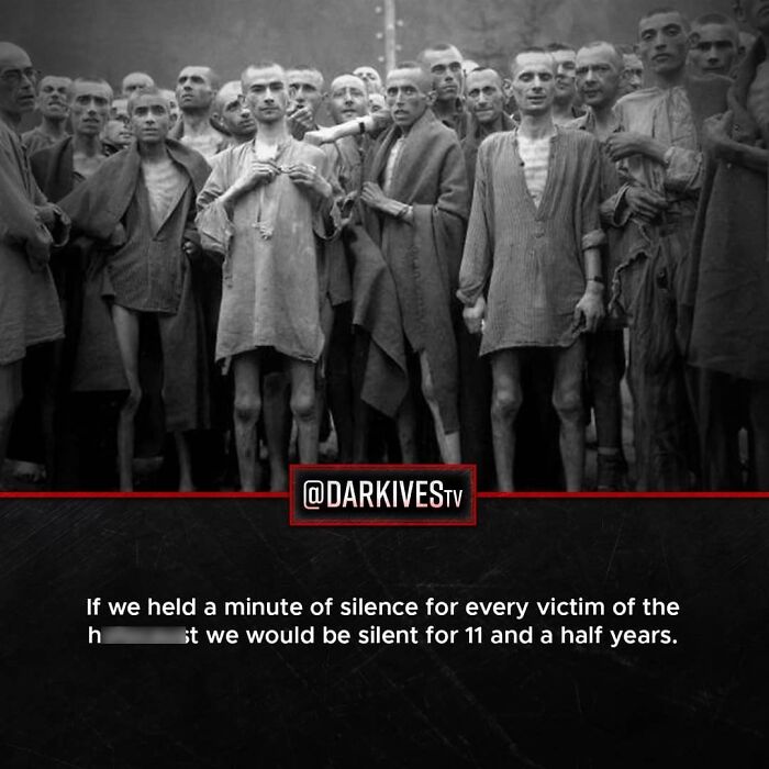 Emaciated prisoners in a historical black and white photo illustrating terrifying facts about the dark and strange world.