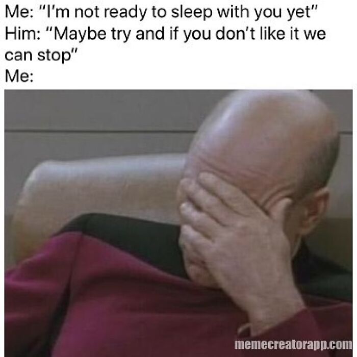 Man in red and black shirt facepalming, illustrating funny dating memes about awkward moments in love life conversations.